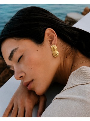Haki Store Gold Detaylı Vintage Spiral Tasarım Kadın Küpe