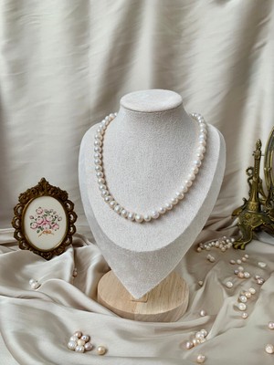 Jovi Atelier Sertifikalı Gerçek Doğal Beyaz Inci Kadın Kolye Çelik Bağlantı Aparatlı Düğün Gelin Nişan Özel Gün
