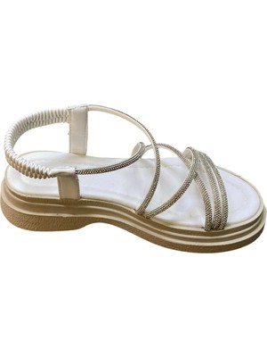 Shoes Kadın Düz Kalın Tabanlı Taşlı Yazlık Sandalet