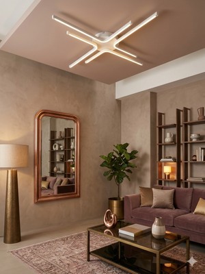 Yüksek Aydınlatmalı Kuzey Yıldızı Model Beyaz Tavan Plafonyer LED Avize, 3 Renk Aydınlatma