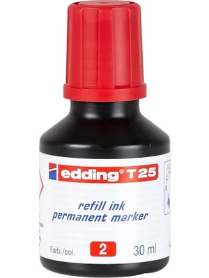T 25 Permanent Yedek Mürekkep - Kalıcı Mürekkep - Kırmızı - 25 ml