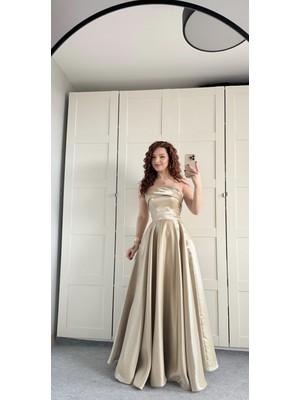 Satenia Store Diana Abiye Elbise Saten Yeni Moda Özel Dikim