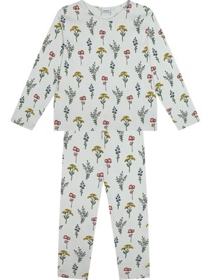 Antebies Organik Bej Uzun Kollu Kız Çocuk Pijama Takımı