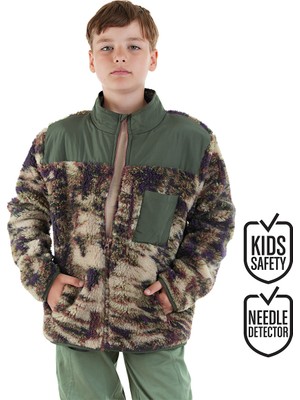 Denokids Haki Renkli Peluş Mont 7 Yaş Erkek Çocuk İçin Dik Yakalı Uzun Kol Kalın Tasarım