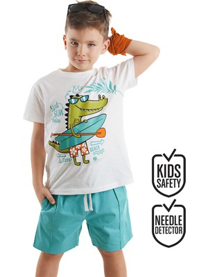 Denokids Timsah Erkek Çocuk T-Shirt Gabardin Şort Takım