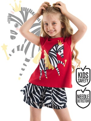 Denokids Kız Çocuk Balerin Zebra Temalı T-shirt Şort Takım 2 Yaş Eğlenceli Tasarım