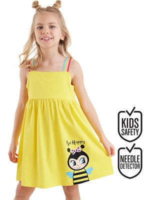 Denokids Bee Happy Sarı Kız Çocuk Elbise