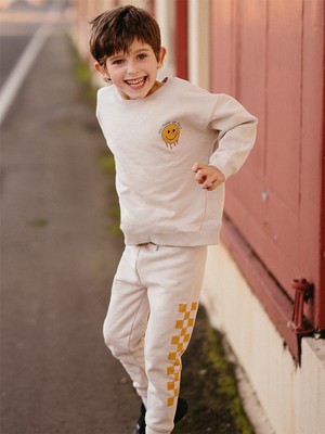 Antebies Bej Sarı Uzun Kollu Erkek Çocuk Sweatshirt