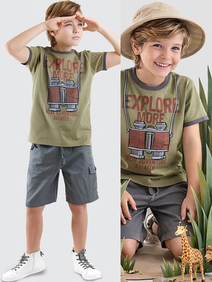 Explore Erkek Çocuk T-Shirt Gabardin Şort Takım
