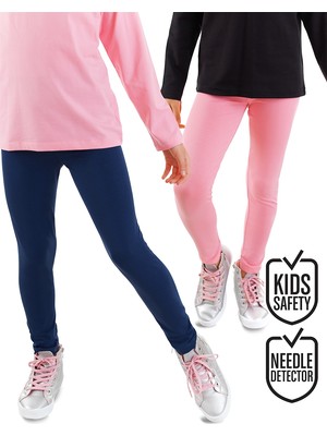 Lacivert ve Pembe Kız Çocuk 2'li Paket Tayt