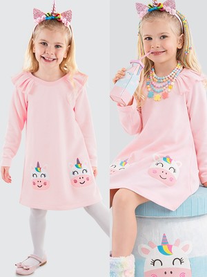 Denokids Cowcorn Pembe Kız Elbise