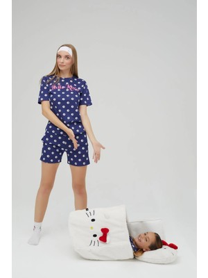 Lisanslı Kısa Kollu Şortlu Lacivert Pijama Takımı