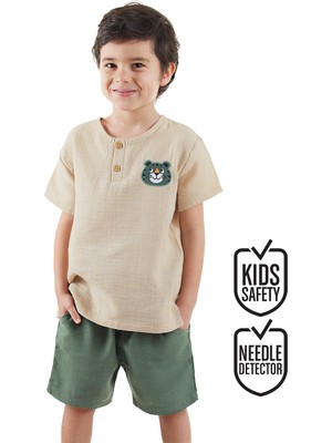 Denokids Kaplan Yazlık Erkek Çocuk Müslin Şort Takım