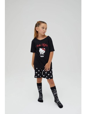 Kız Çocuk Kollu Şortlu Pamuklu Pijama Takımı