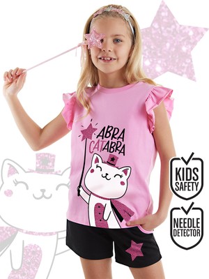 Denokids Abra Catabra Kız Çocuk T-Shirt Şort Takım