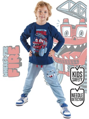 Denokids Canavar Itfaiye Erkek Çocuk T-Shirt Pantolon Takım