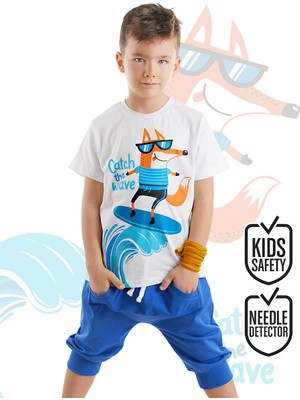 Denokids Surf Fox Erkek Çocuk T-Shirt Kapri Şort Takım
