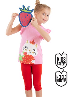 Denokids Çilek Kız Çocuk T-Shirt Tayt Takım