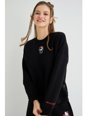 Lisanslı Baskılı Kalın Oversize Sweatshirt