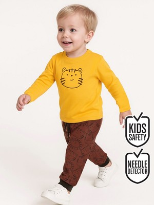Denokids Sevimli Kedi Erkek Bebek T-Shirt Pantolon Takım
