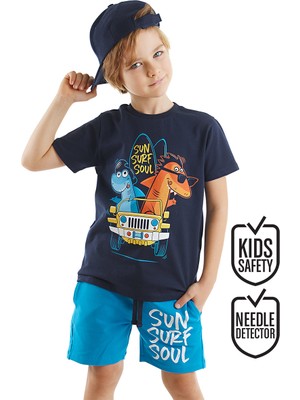 Denokids Shark Surf Erkek Çocuk T-shirt Şort Takım