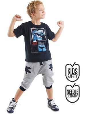 MSHB&G T-rex Info Erkek Çocuk T-shirt Kapri Şort Takım
