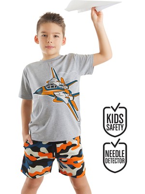 Mshb&G Uçak Erkek Çocuk T-Shirt Kamuflaj Şort Takım
