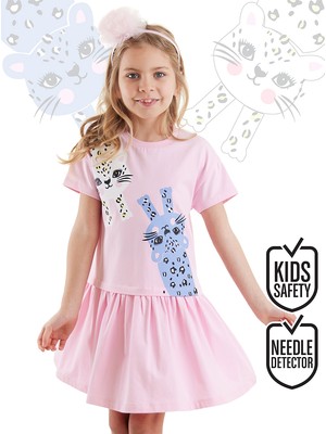 Denokids Muzip Kediler Kız Çocuk Elbise