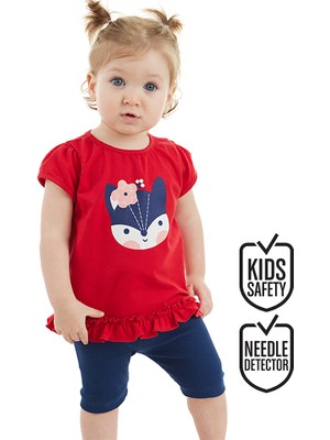 Denokids Kırmızı Tilki Kız Bebek Tunik Tayt Takım