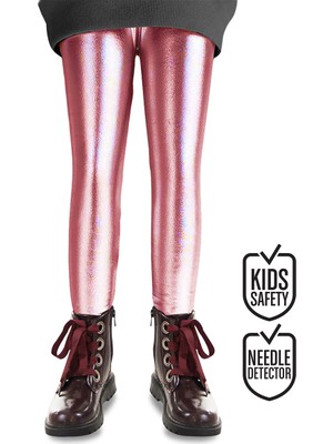 Denokids Kız Çocuk Metalik Parlak Pembe Tayt 6-10 Yaş
