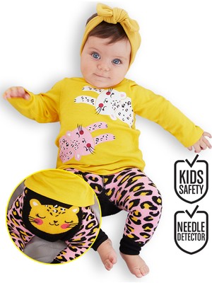 Denokids Leopar Kız Bebek T-Shirt Tayt-Pantolon Takım