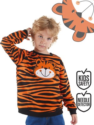 Denokids Kaplan Aplikeli Erkek Çocuk Sweatshirt
