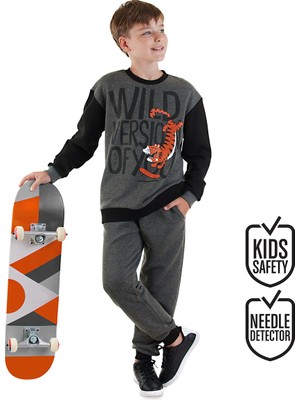 Wild Oversize Erkek Çocuk Gri Eşofman Takım