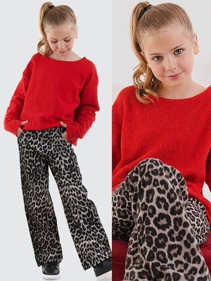 Crop Top Kız Çocuk Kırmızı Sweatshirt