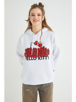 Lisanslı Baskılı Kapüşonlu Kalın Sweatshirt