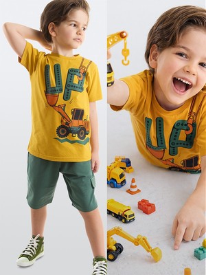 MSHB&G Up Renkli Erkek Çocuk T-Shirt Şort Takım 3 Yaş Eğlenceli Tema İle Özel Tasarım