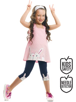 Denokids Hello Tavşan Kız Çocuk Tunik Tayt Takım
