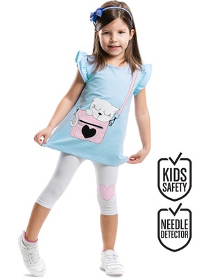 Denokids Çantada Pisi Kız Çocuk Tunik Tayt Takım