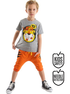Denokids Yo Kaplan Erkek Çocuk T-shirt Kapri Şort Takım