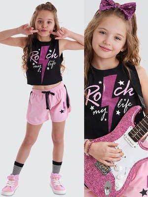 MSHB&G Rock Life Kız Çocuk Crop Top Şort Takım