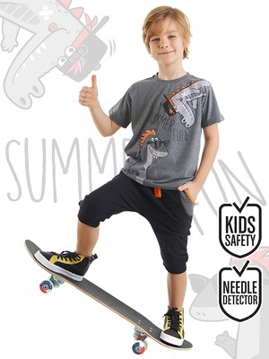 Denokids Summer Fun Erkek Çocuk T-shirt Kapri Şort Takım