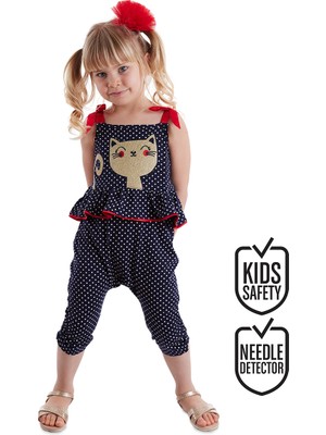 Denokids Kedi Puanlı Kız Çocuk Tulum