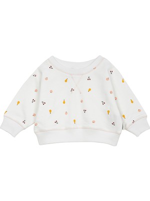 Antebies Organik Beyaz Kız Bebek Sweatshirt