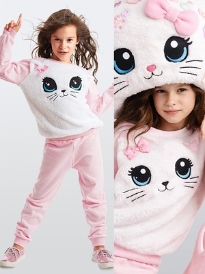 Denokids Baby Cat Kız Çocuk Eşofman Takım