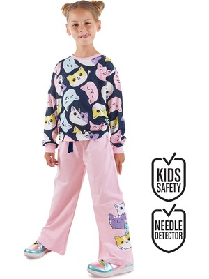 Denokids Sevimli Kediler Kız Çocuk Eşofman Takım