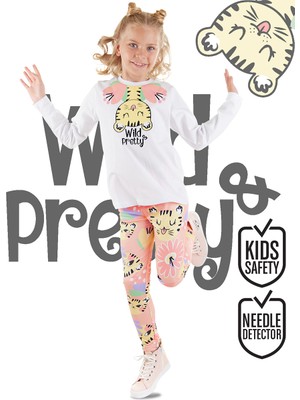 Denokids Süslü Leo Kız Çocuk T-Shirt Tayt Takım