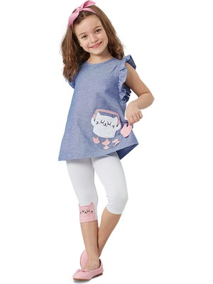 Denokids Deniz Kedisi Kız Çocuk Tunik Tayt Takım