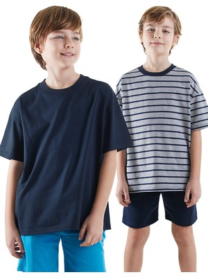 Denokids Erkek Çocuk Basic Oversize 2'li T-Shirt Takım
