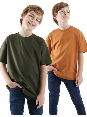Denokids Erkek Çocuk Basic Oversize 2'li T-Shirt Takım