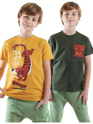 Denokids Skater Erkek Çocuk 2'li T-Shirt Takım